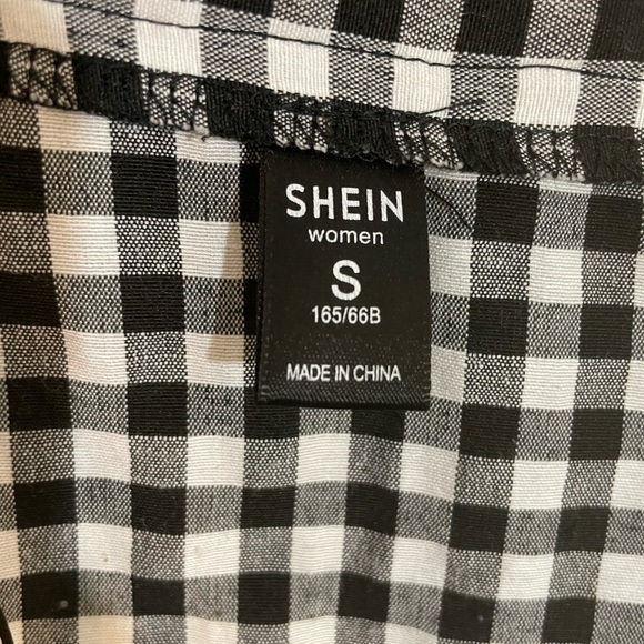 Shein S Black White Plaid Check Ruffle Wrap Mini Skirt - Picture 9 of 13